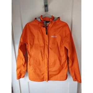 Marmot Precip Women Rain Jacket Windbreaker Orange Sz M Hood, Underarm Vents